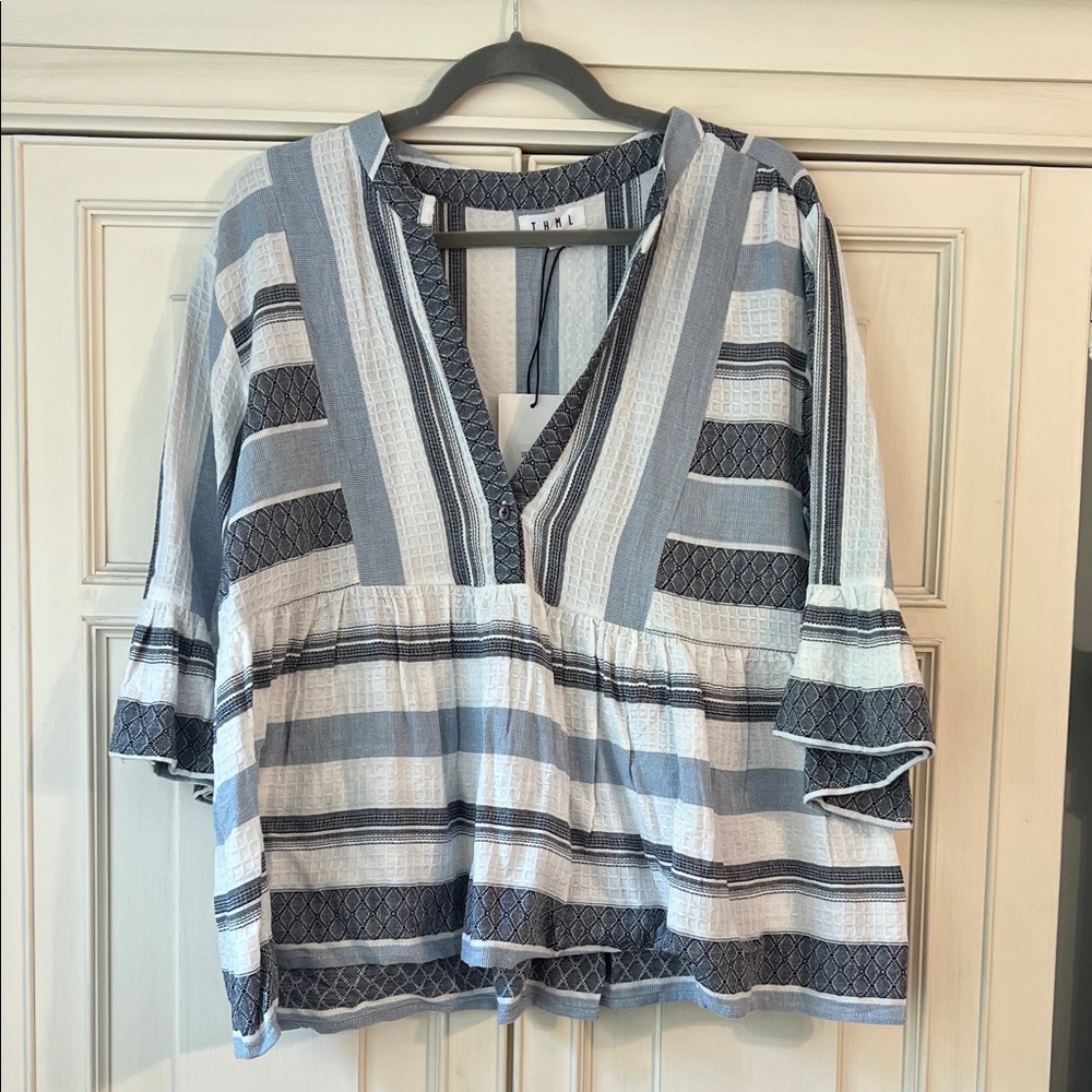 THML Blue and White Striped Blouse